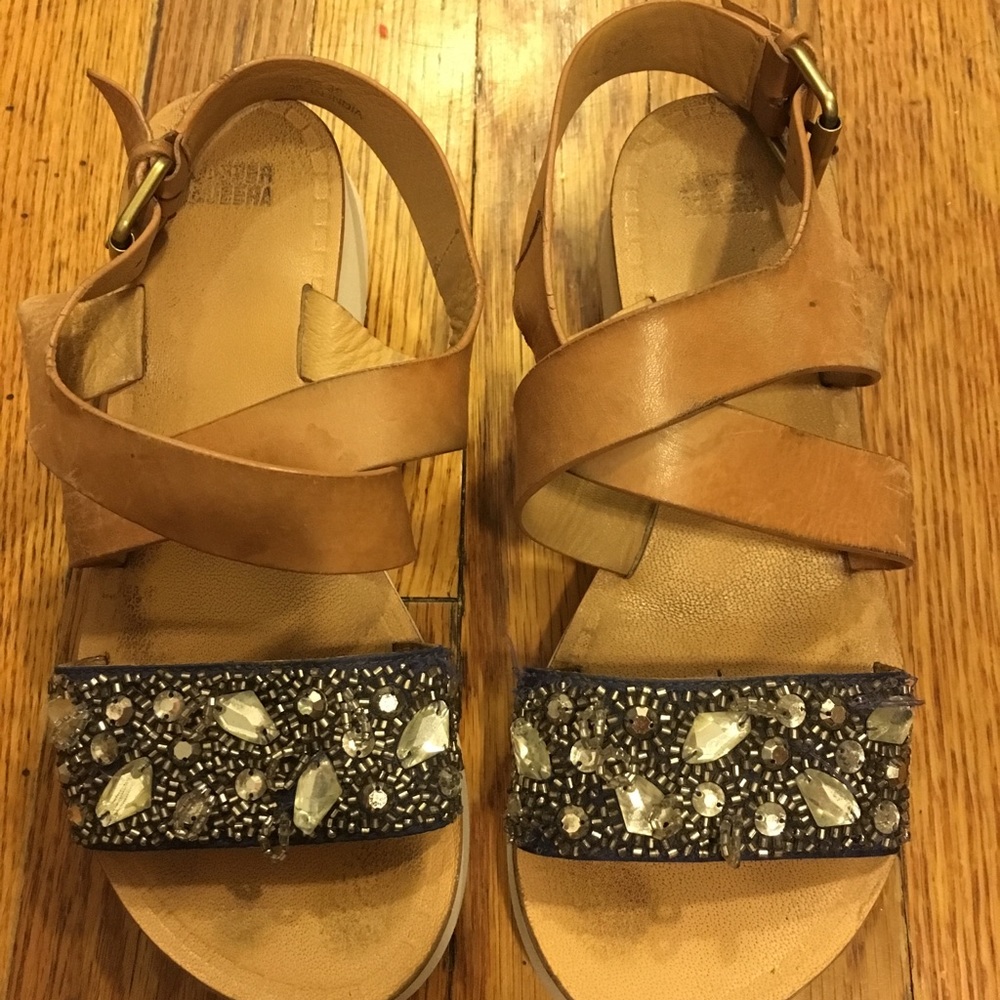 Jasper & Jeera Blue Sequined Platform Sandals